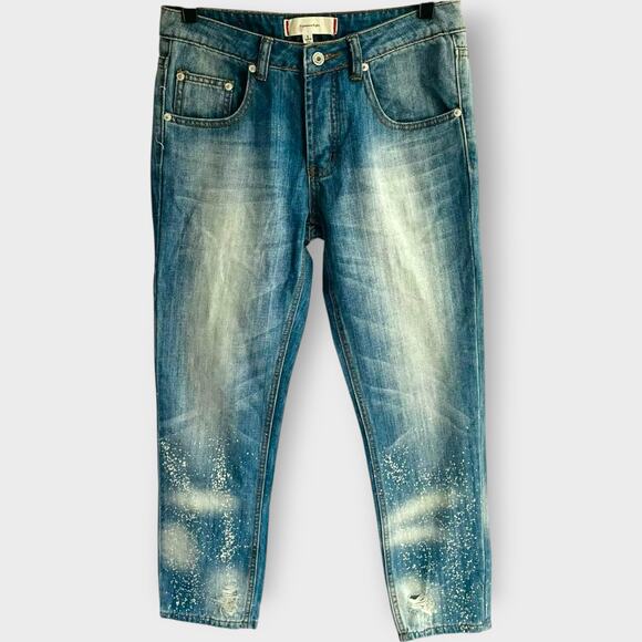 Signature 8 Denim Jeans Boyfriend Button Fly Hi Rise Stonewash Acid Size S - Picture 1 of 11
